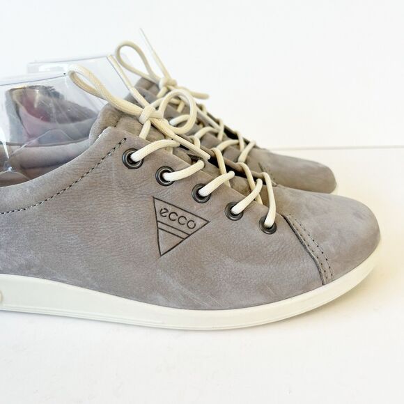 Ecco Soft 2.0 Walking Shoe Sneaker Grey Nubuck Leather Size Euro 37/US 6/6.5 - Picture 7 of 12